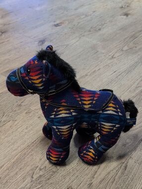 Pendleton Navy Geometric Plush Horse in Multicolor Tribal Print